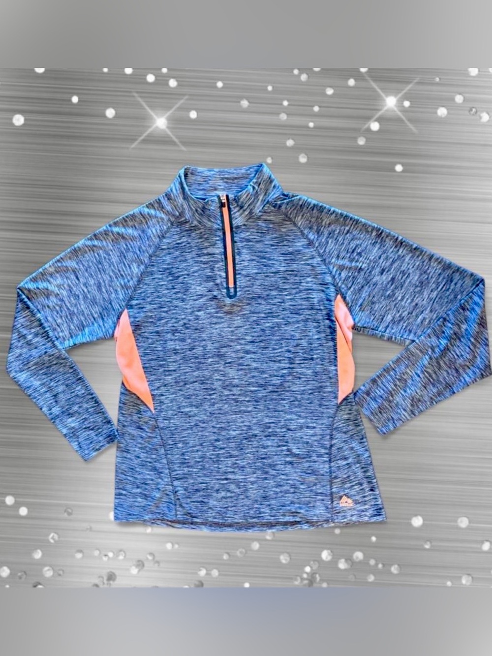 RBX Heather Blue Quarter-Zip Active Pullover with Coral Accents